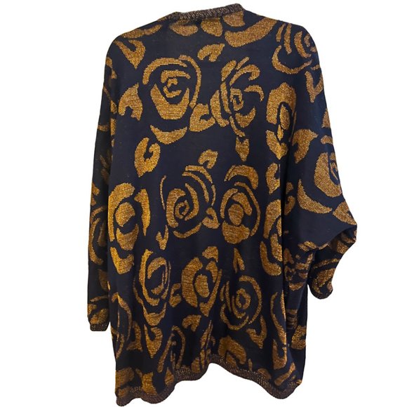 Vintage 80's Copper and Navy Cardigan - Picture 2 of 4